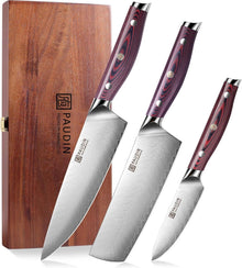 3-tlg Damastmesser Set aus 67 Schichten Damaszenerstahl