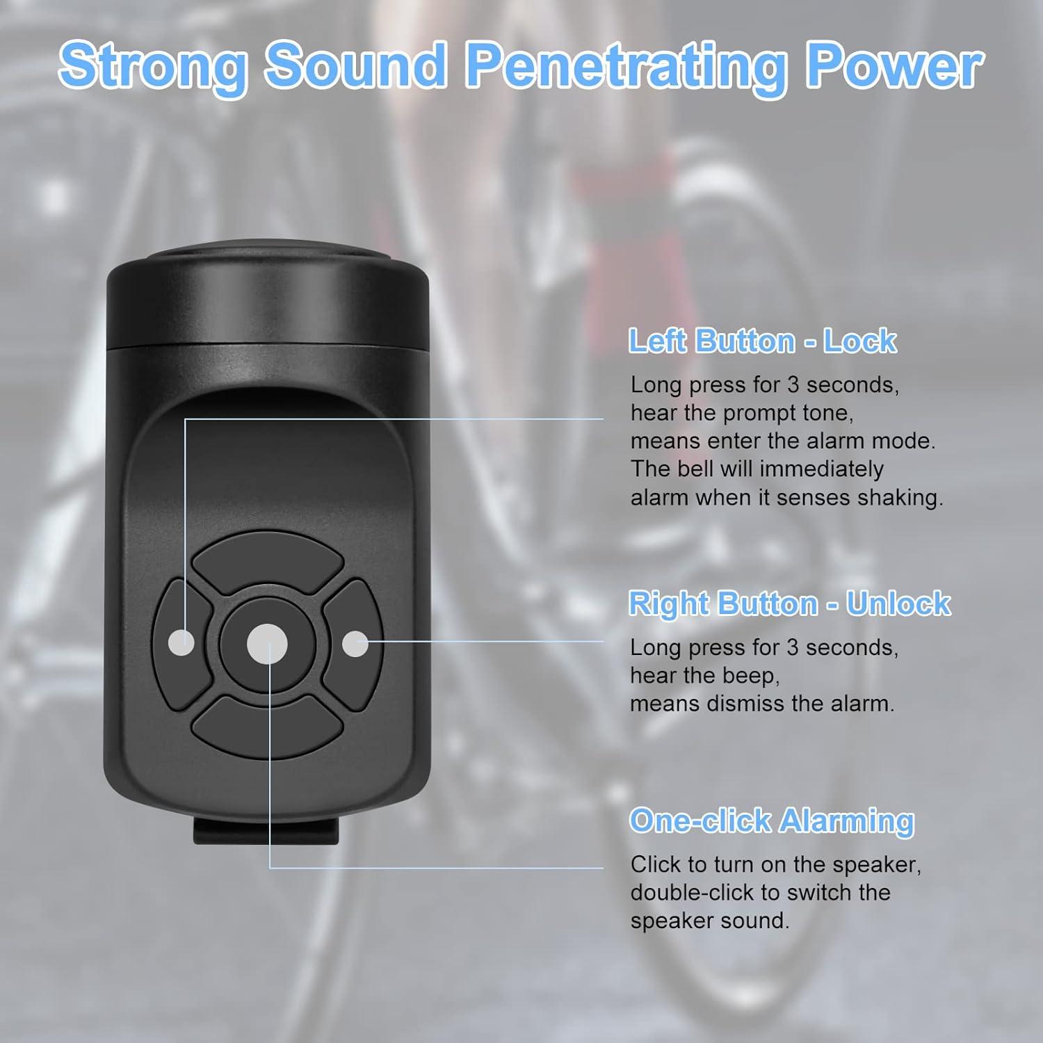 Elektrische Fahrradklingel 120 dB wasserdicht USB aufladbar Scwarz
