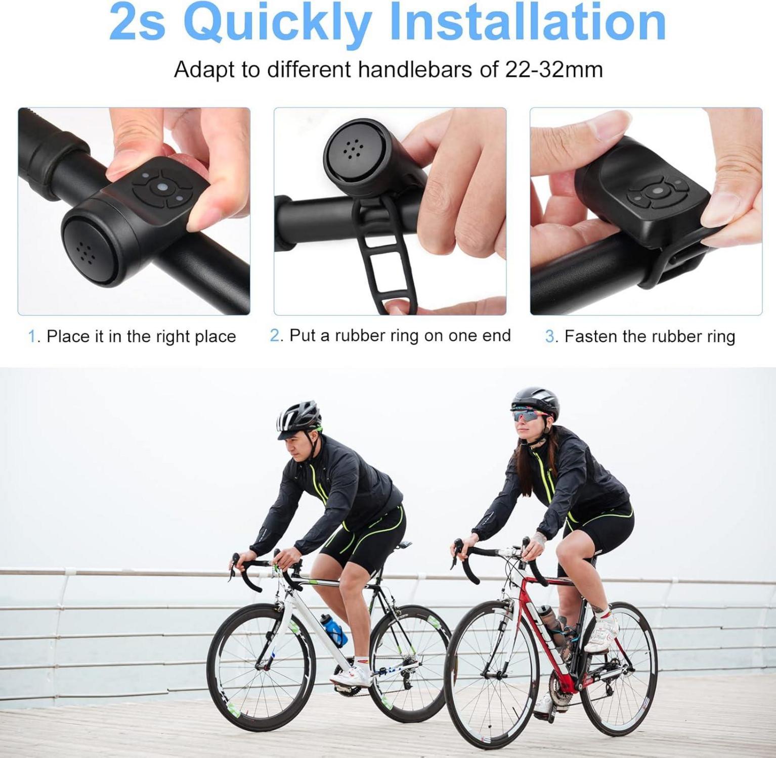 Flint Fahrradklingel Elektrisch 120 dB LED IPX4 USB wasserdicht Schwarz