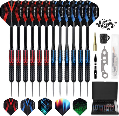 Dartpfeile Set 12 Stück Profi Steeldarts Aluminiumschaft Flights