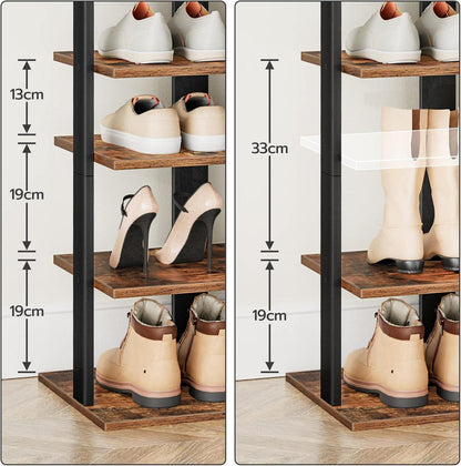 Schuhregal 8-lagig schmal 50 cm mit Haken Dunkelbraun Schwarz