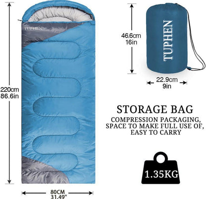 Schlafsack 3-4 Jahreszeiten Camping Erwachsene Kinder Mädchen Jungen