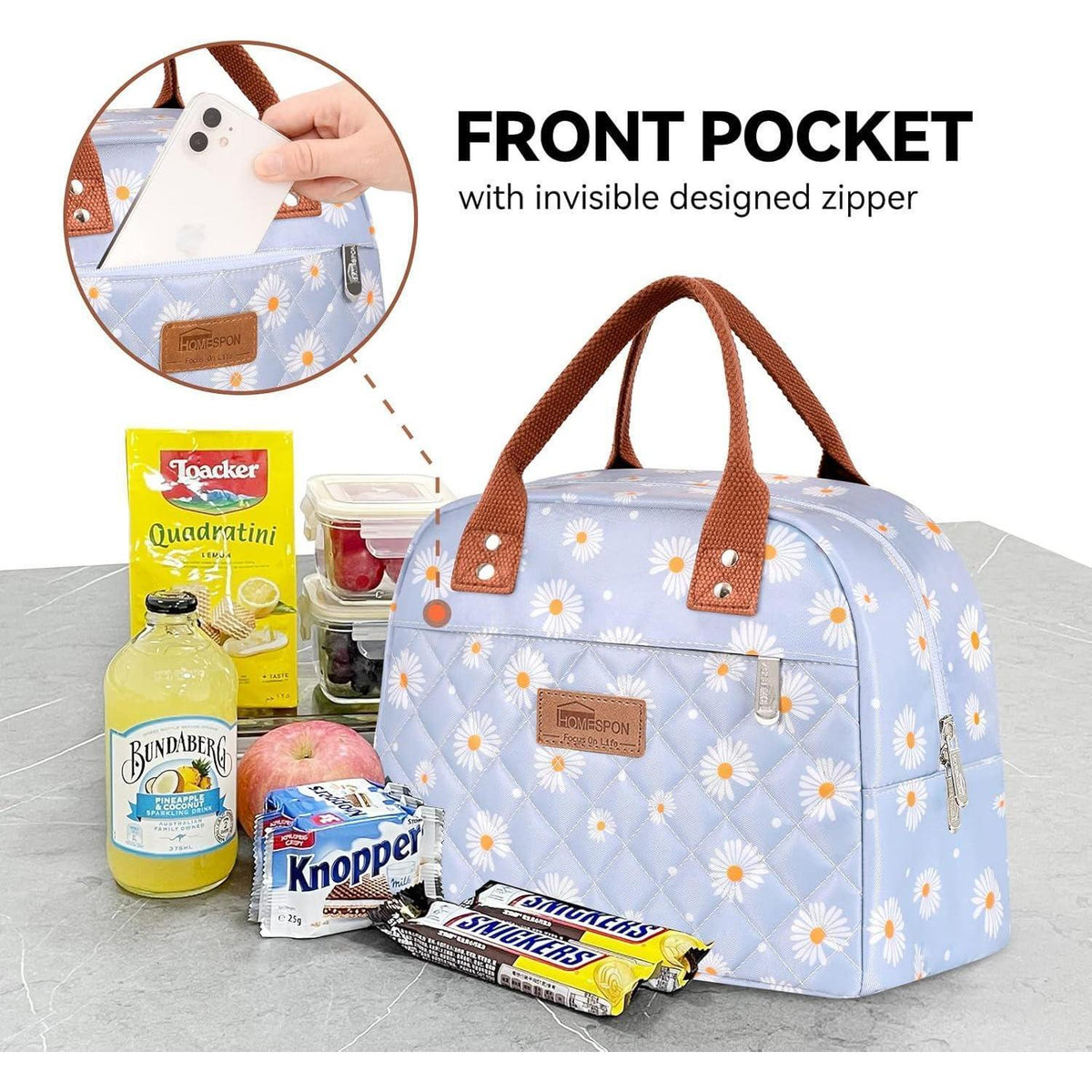Lunchtasche isoliert für Damen & Herren – Blaue Gänseblümchen