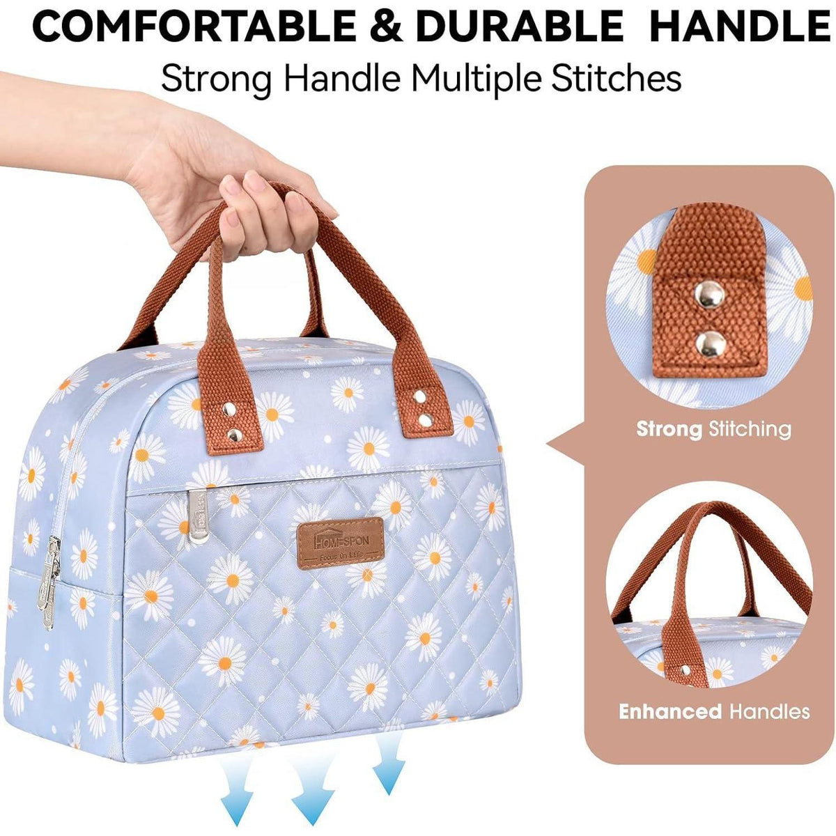 Lunchtasche isoliert für Damen & Herren – Blaue Gänseblümchen