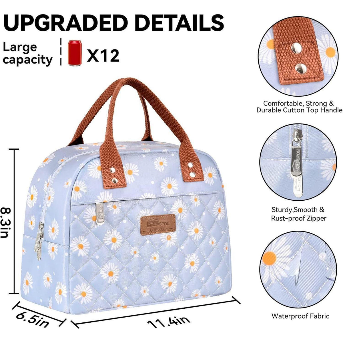Lunchtasche isoliert für Damen & Herren – Blaue Gänseblümchen