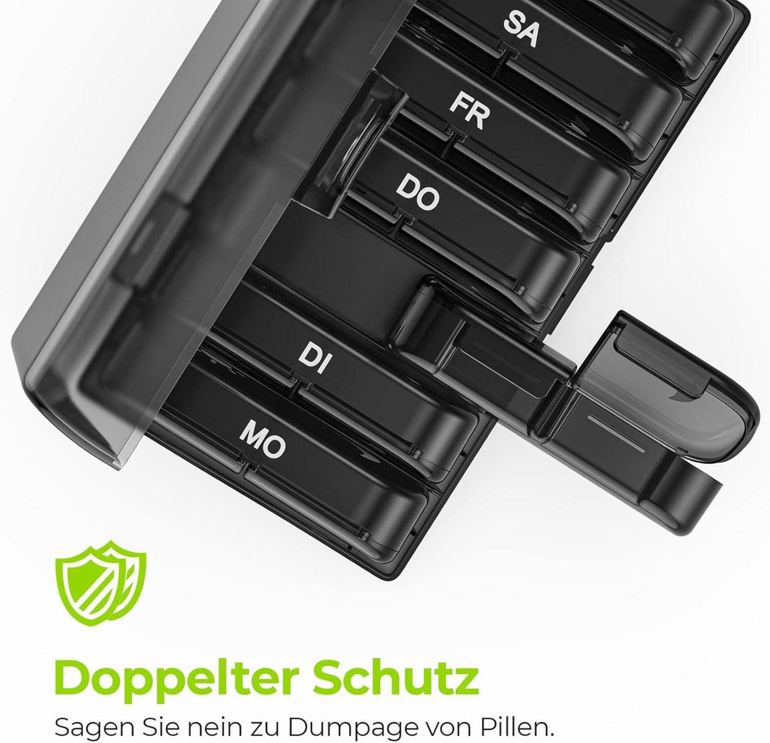 AUVON Tablettenbox 7 Tage Morgens Abends, Pillendose 2 Fächer