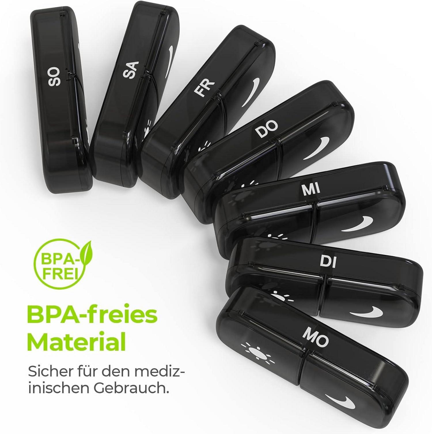 AUVON Tablettenbox 7 Tage 2 Fächer handlich feuchtigkeitsbeständig