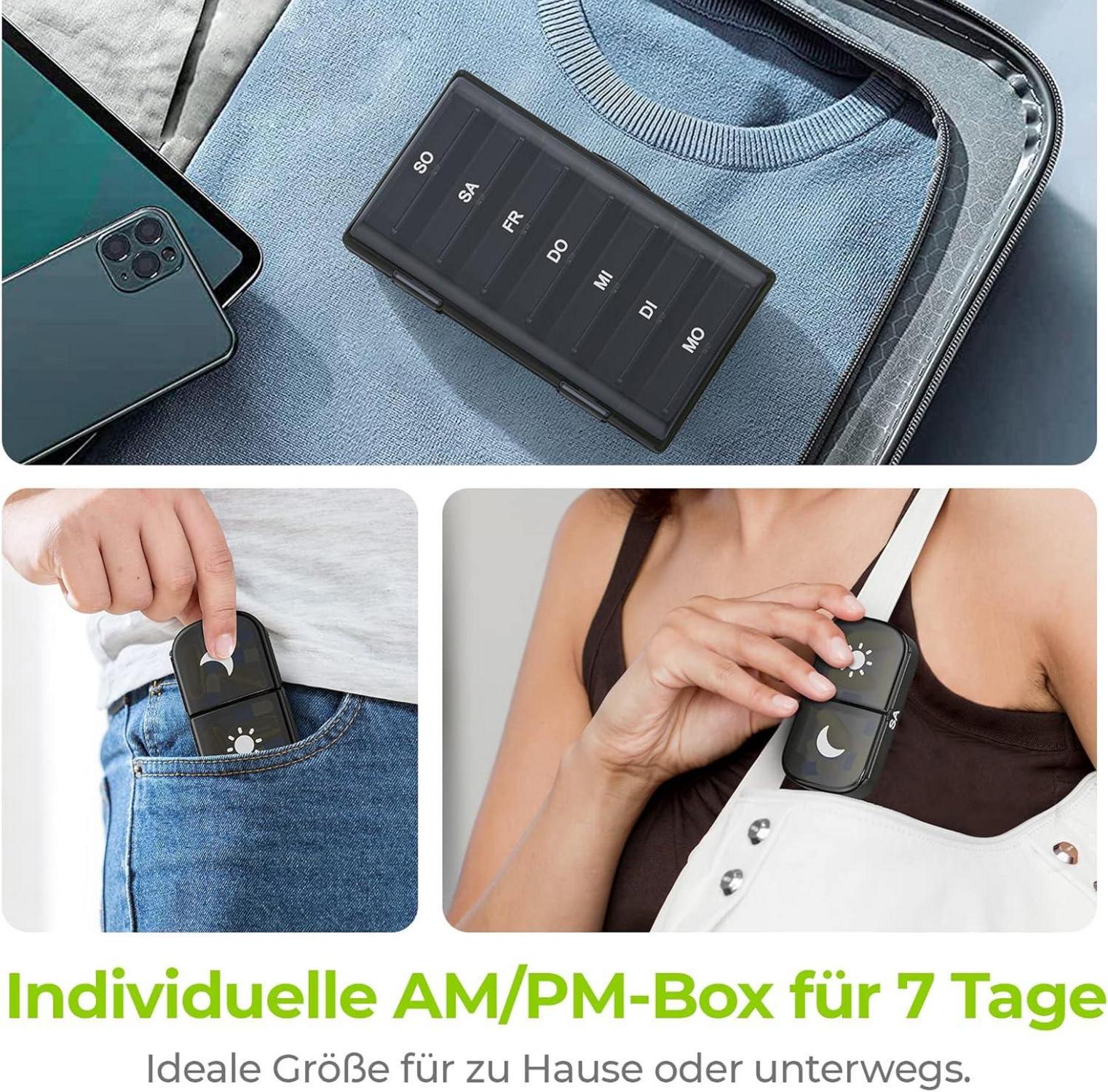 Tablettenbox 7 Tage 2 Fächer handlich feuchtigkeitsbeständig