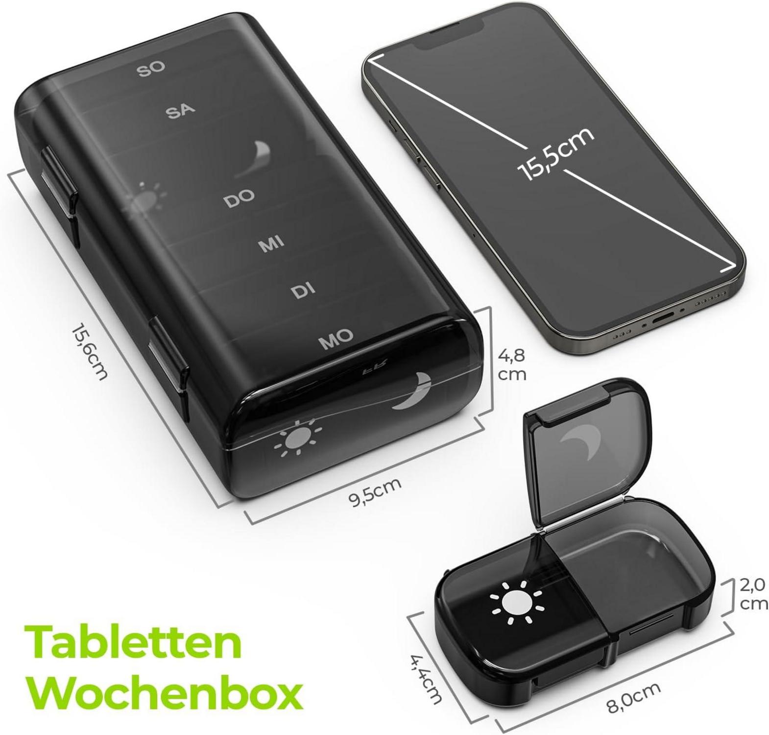AUVON Tablettenbox 7 Tage 2 Fächer handlich feuchtigkeitsbeständig
