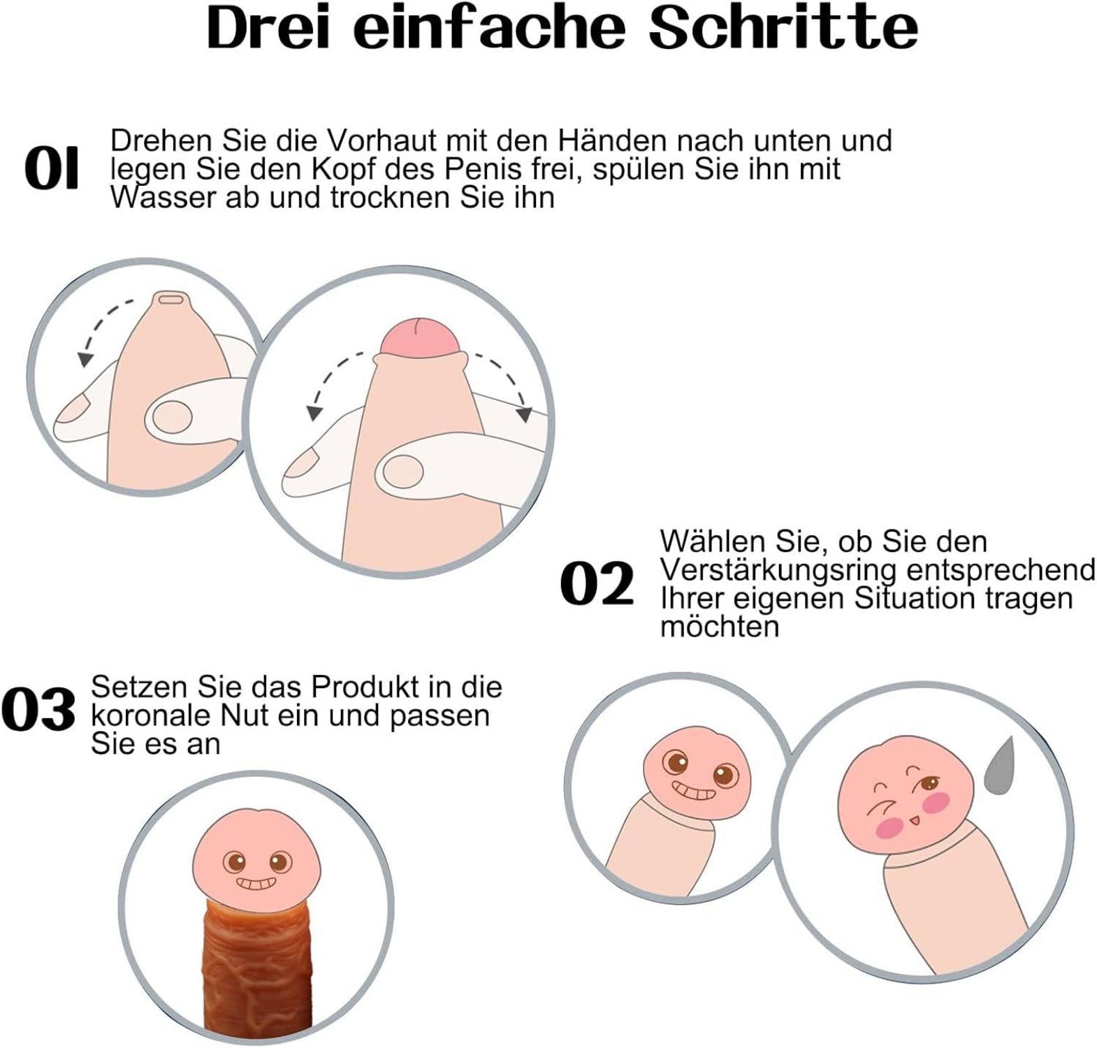 BDSMAGE Realistische Penishülle 3 in 1 Penisring Eichelring