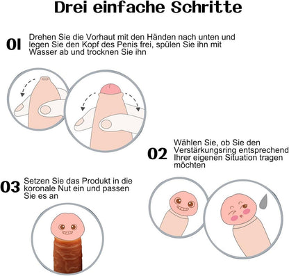 BDSMAGE Realistische Penishülle 3 in 1 Penisring Eichelring