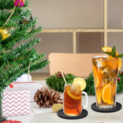 Silikon Untersetzer Set 12er Dunkelgrau mit Halter