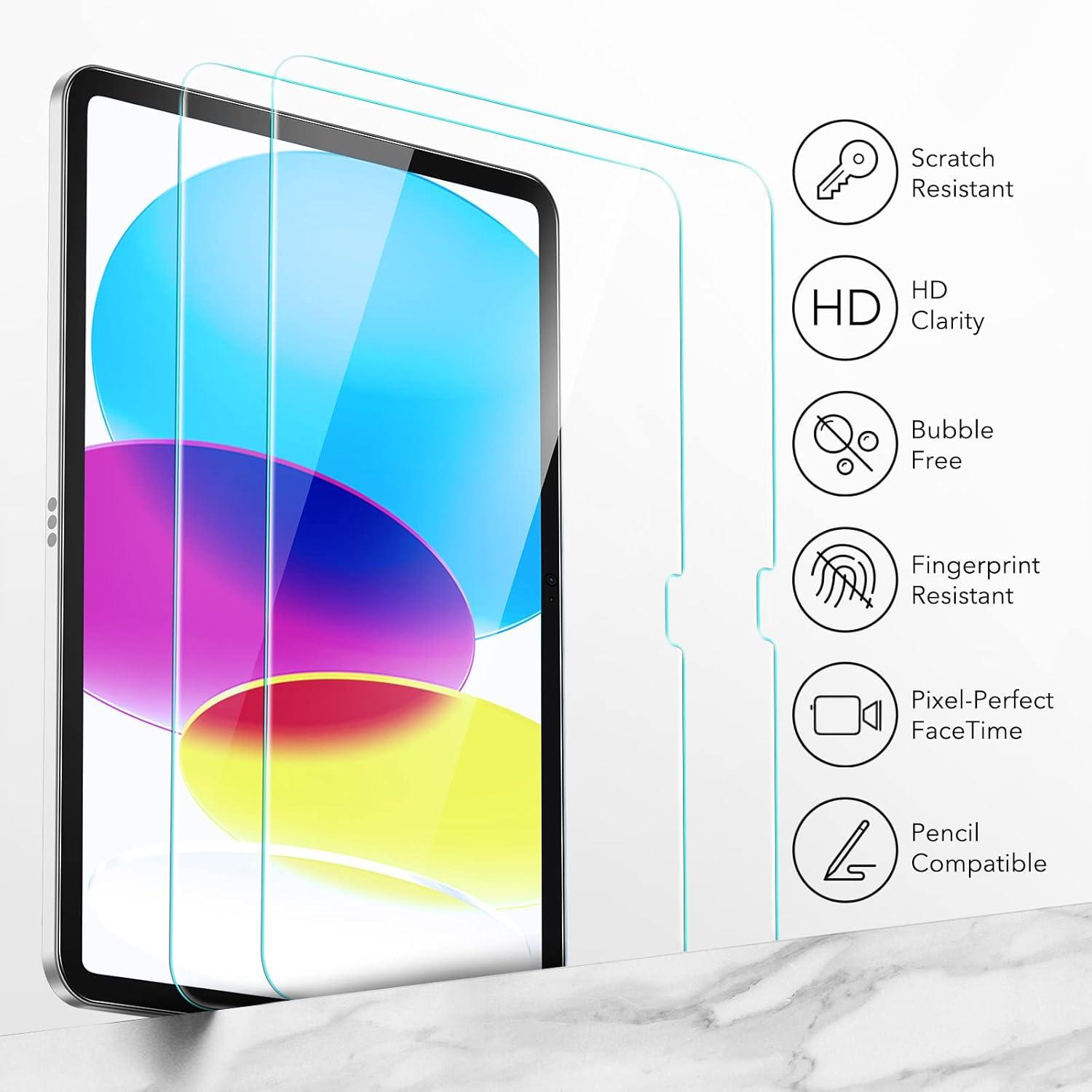 Schutzfolie für iPad 10. Gen 2022, 2er Pack, Hartglas, blasenfrei