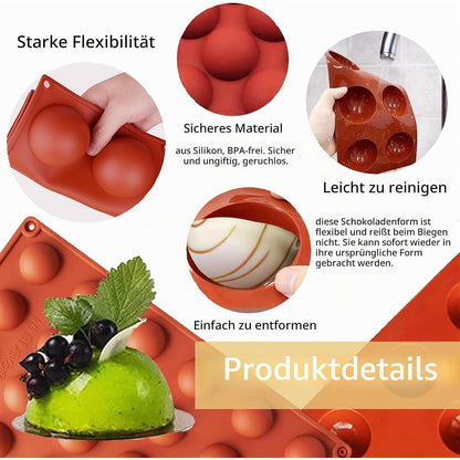 Silikonform Halbkugel 3er Set | 6, 15 & 24 Löcher zum Backen