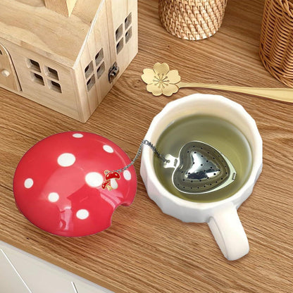 Kawaii Pilztasse Set mit Deckel Geschenk Mädchen Weihnachten
