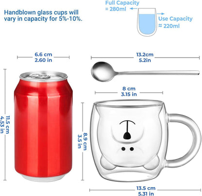 Doppelwandige Bärenbecher 280ml für Kaffee und Tee