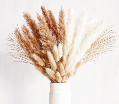 70 Stück Pampas Grass Deko Set Natürliche Blumensträuße Bouquet