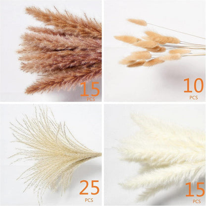 70 natürliche Pampas Grass Deko Blumensträuße Set