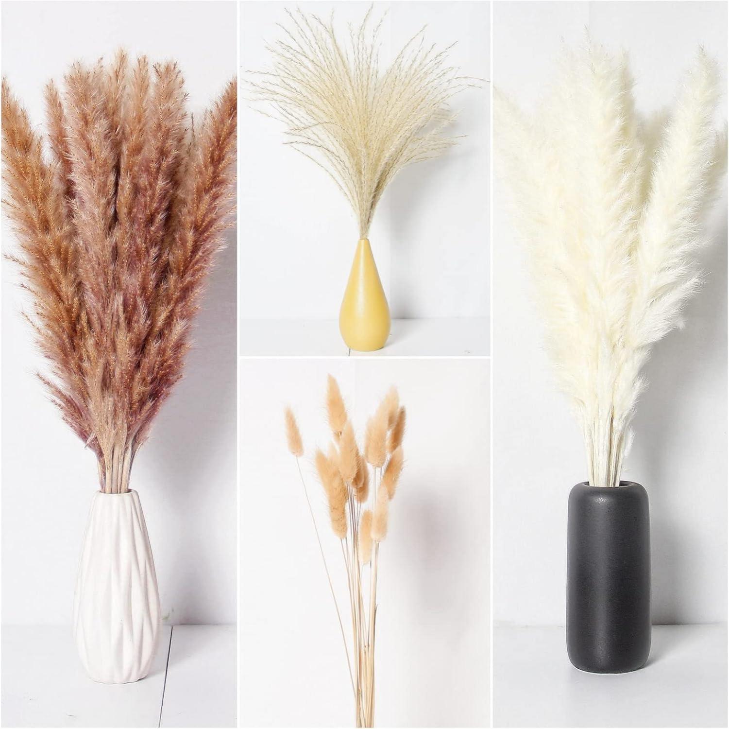 70 Stück Pampas Grass Deko Set Natürliche Blumensträuße Bouquet