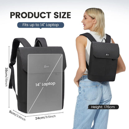 Kleiner Damen Rucksack Schwarz 14 Zoll Laptop USB Ladeanschluss wasserdicht