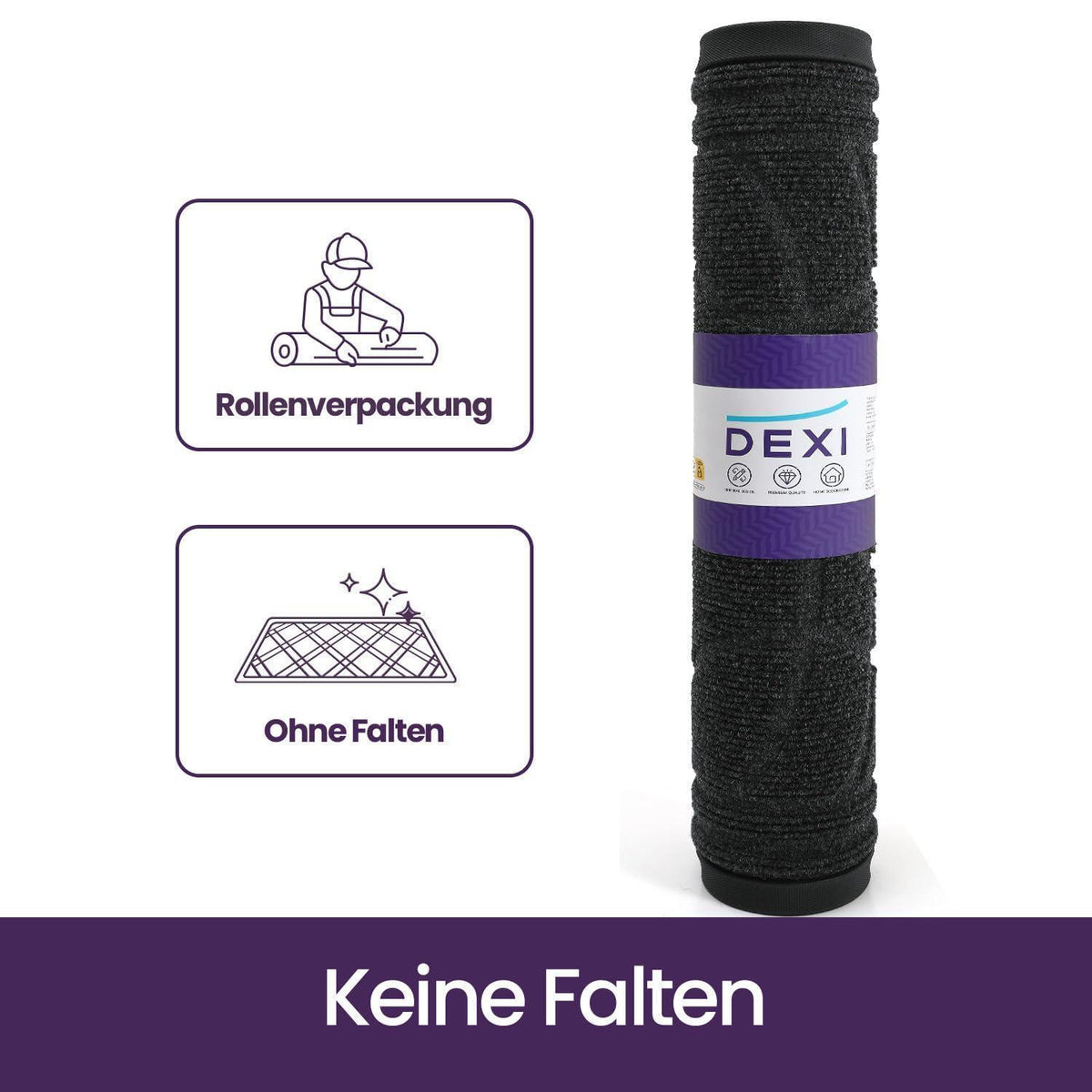 Fußmatte Outdoor 60x120 cm - Wetterfest & Rutschfest Schwarz