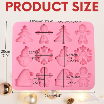 Silikon Weihnachts Schokoladenformen Lebkuchenmann Weihnachtsbaum Schneeflocke Schneemann Weihnachtsmütze