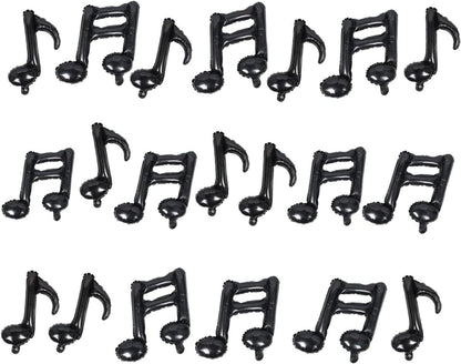 20 Stück Musiknoten Aluminiumfolie Luftballons Gitarre Schwarz Happy