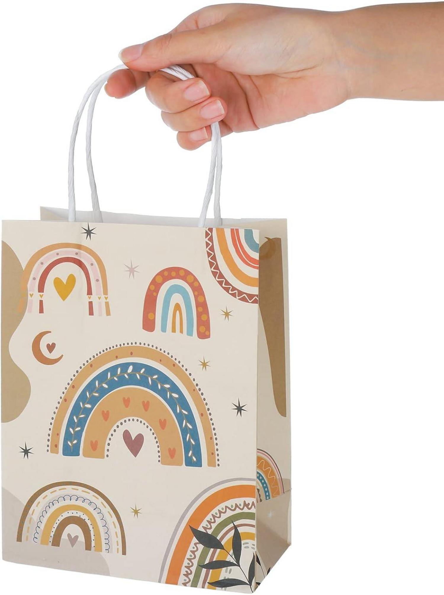 12er Set Boho Geschenktüten mit Griffen für Kindergeburtstag Hochzeit BabyParty