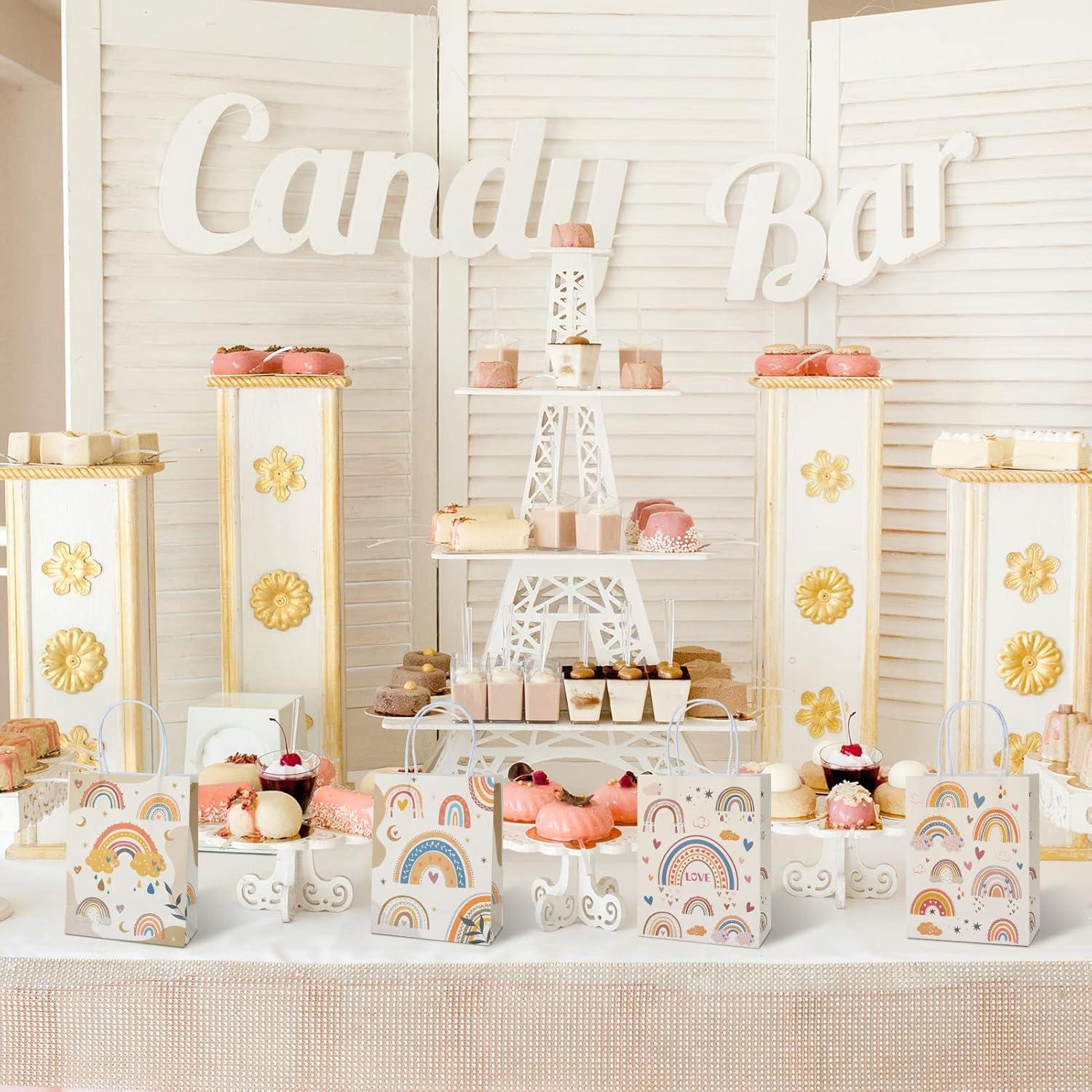 12er Set Boho Geschenktüten mit Griffen für Kindergeburtstag Hochzeit BabyParty