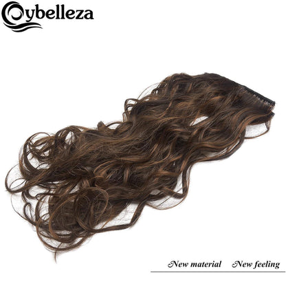 Welliges Haarverlängerung Clip-In, 50cm, Mittelbraun & Auburn