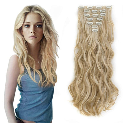 Welliges Haarverlängerung Clip-In Sandy Blonde & Gebleichtes Blond 50cm
