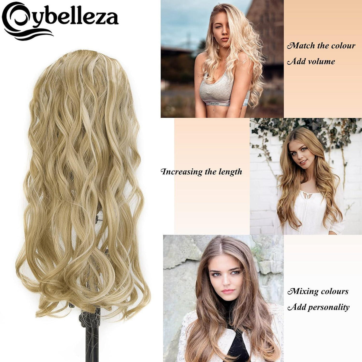 Welliges Haarverlängerung Clip-In Sandy Blonde & Gebleichtes Blond 50cm
