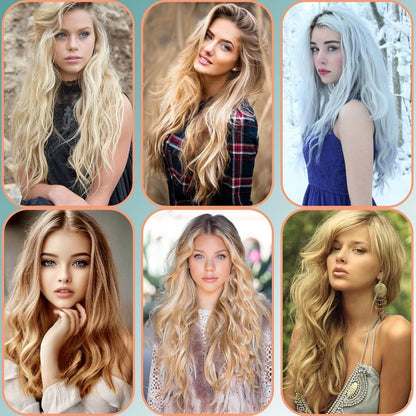 Welliges Haarverlängerung Clip-In Sandy Blonde & Gebleichtes Blond 50cm