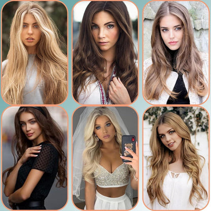 Welliges Haarverlängerung Clip-In Sandy Blonde & Gebleichtes Blond 50cm