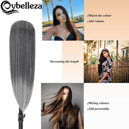 Clip-In Haarverlängerung glatt, 60cm Schwarz Ombre Grau