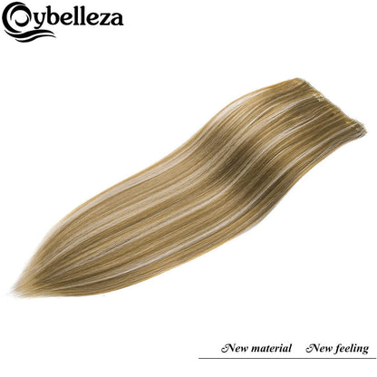 Clip-In Haarverlängerung Echthaar-Optik 60cm Dunkelblond & Bleichblond
