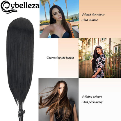 Clip-In Haarverlängerung Echthaar-Optik, 60cm Schwarz