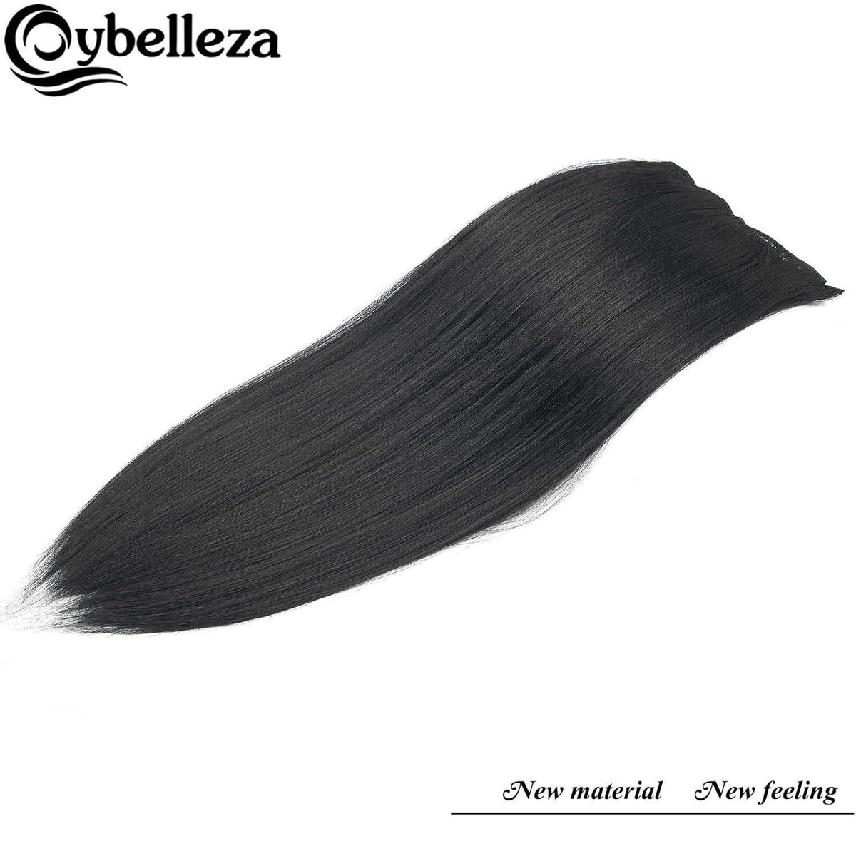 Clip-In Haarverlängerung Echthaar-Optik, 60cm Schwarz