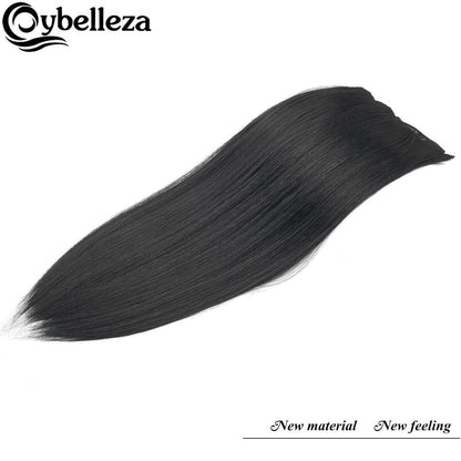 Clip-In Haarverlängerung Echthaar-Optik, 60cm Schwarz