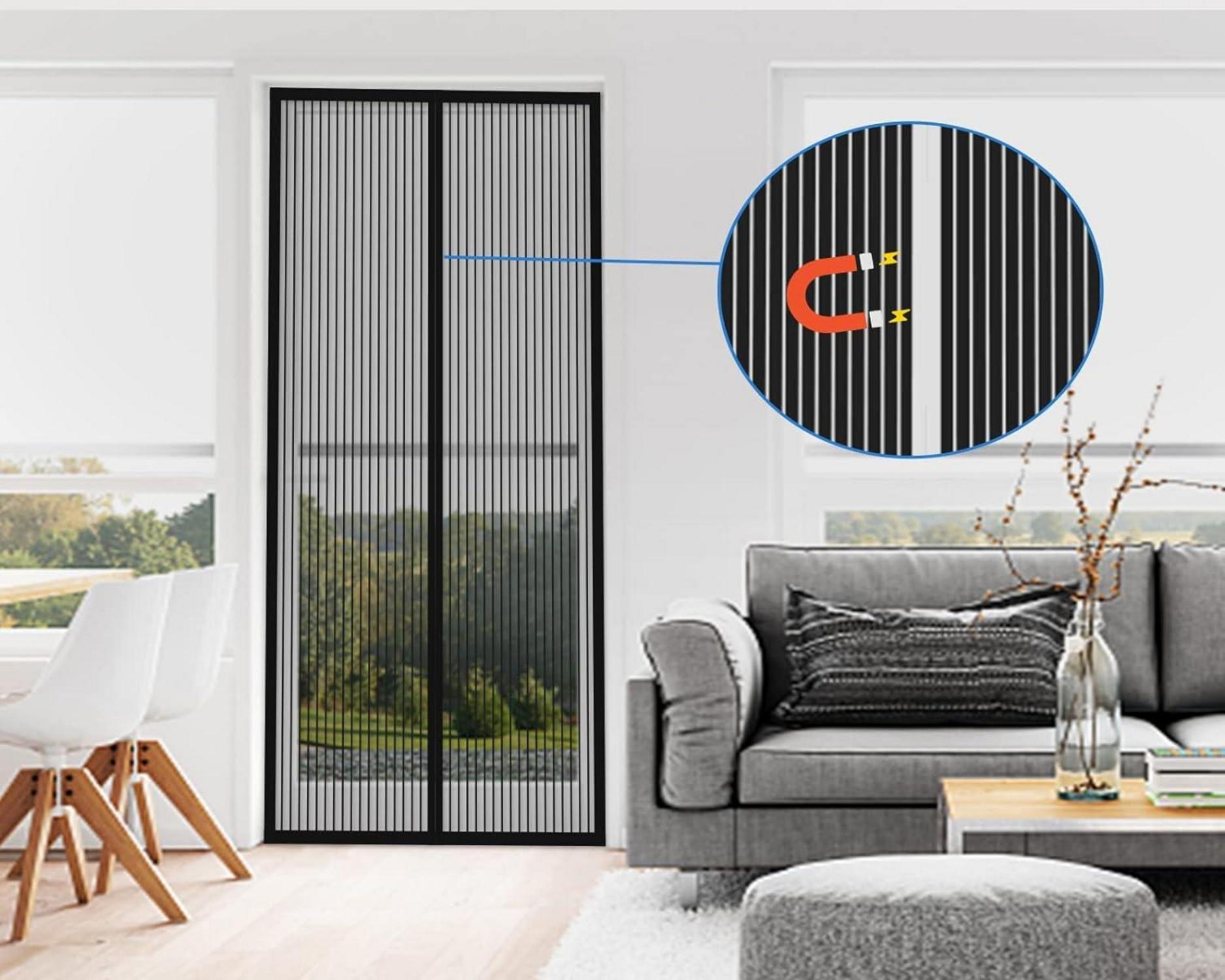 Fliegengitter Magnet Tür Insektenschutz Balkontür 95x220cm Schwarz