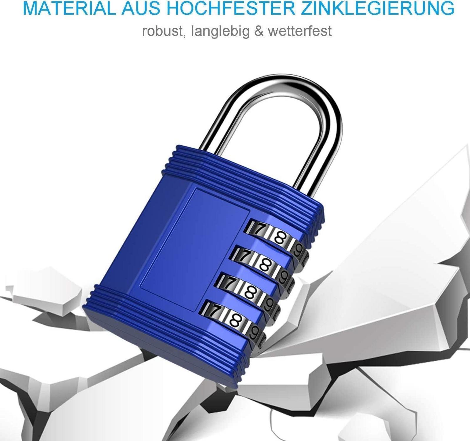 ZHEGE Zahlenschloss Spind 4-stellig, Wetterfest, Vorhängeschloss Zahlen Fitnessstudio Schrank (2