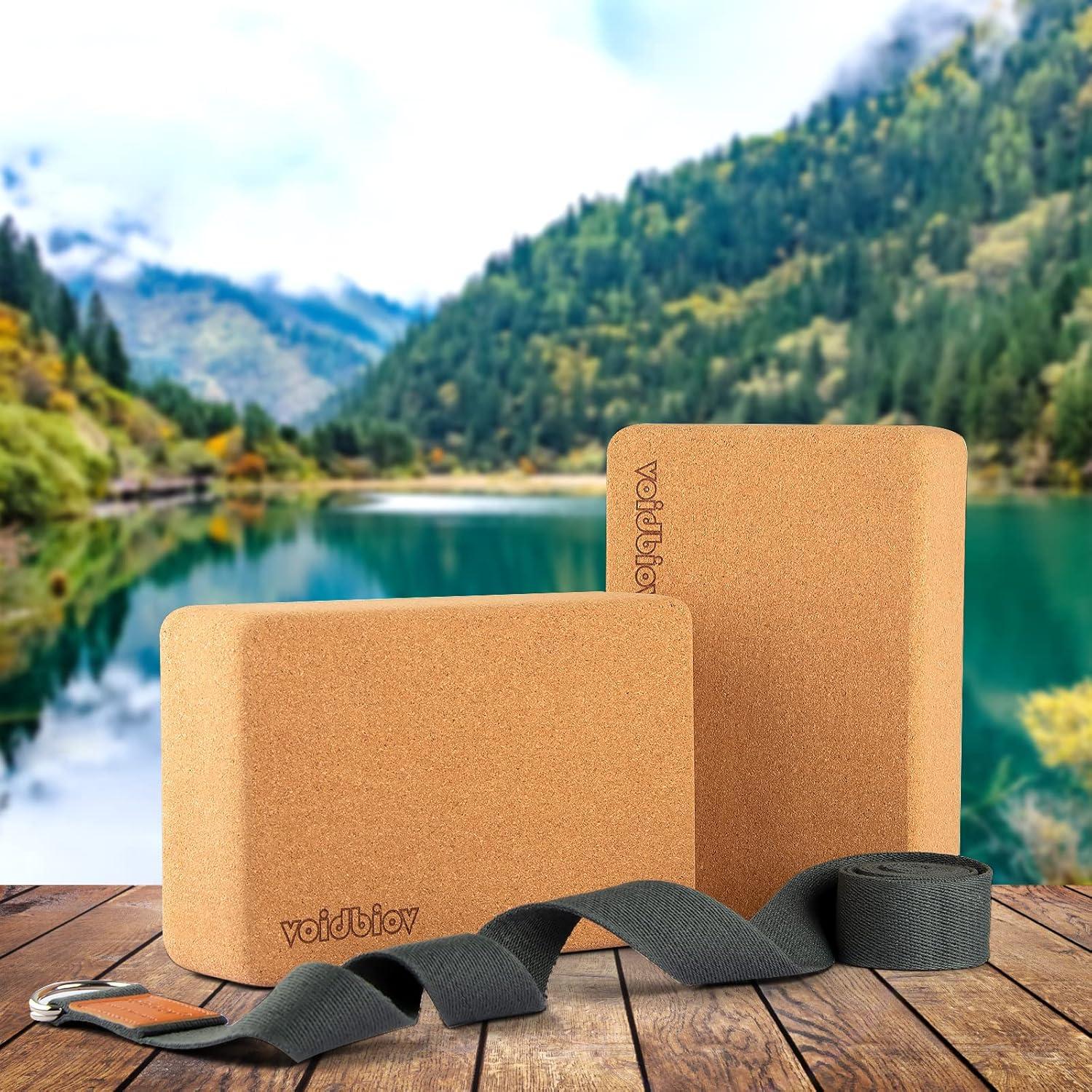 Professionelle Kork Yoga Blöcke Set Pilates Übungen rutschfest 23x15,5x8 cm