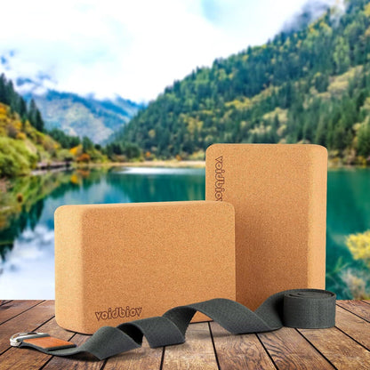 Professionelle Kork Yoga Blöcke Set Pilates Übungen rutschfest 23x15,5x8 cm