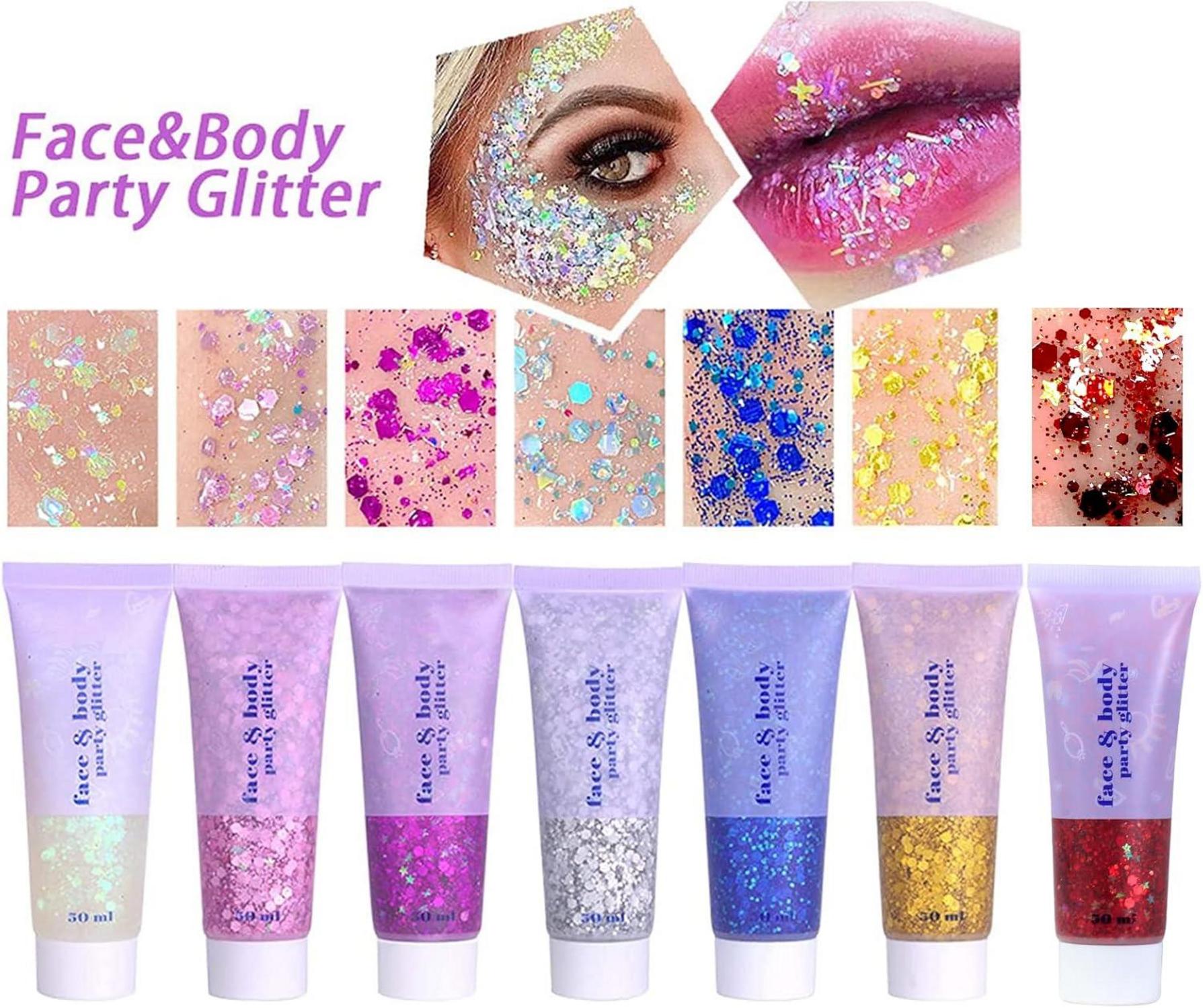 Prreal Chunky Glitter Gel 50ml Face Body Sequins Shimmer Holographic Makeup