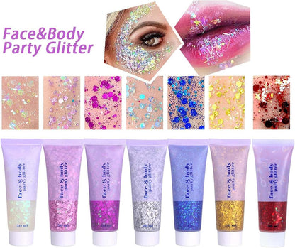 Body Glitter Gel Face Hair Nails Festival Makeup Holographic Laser Chunky Silver