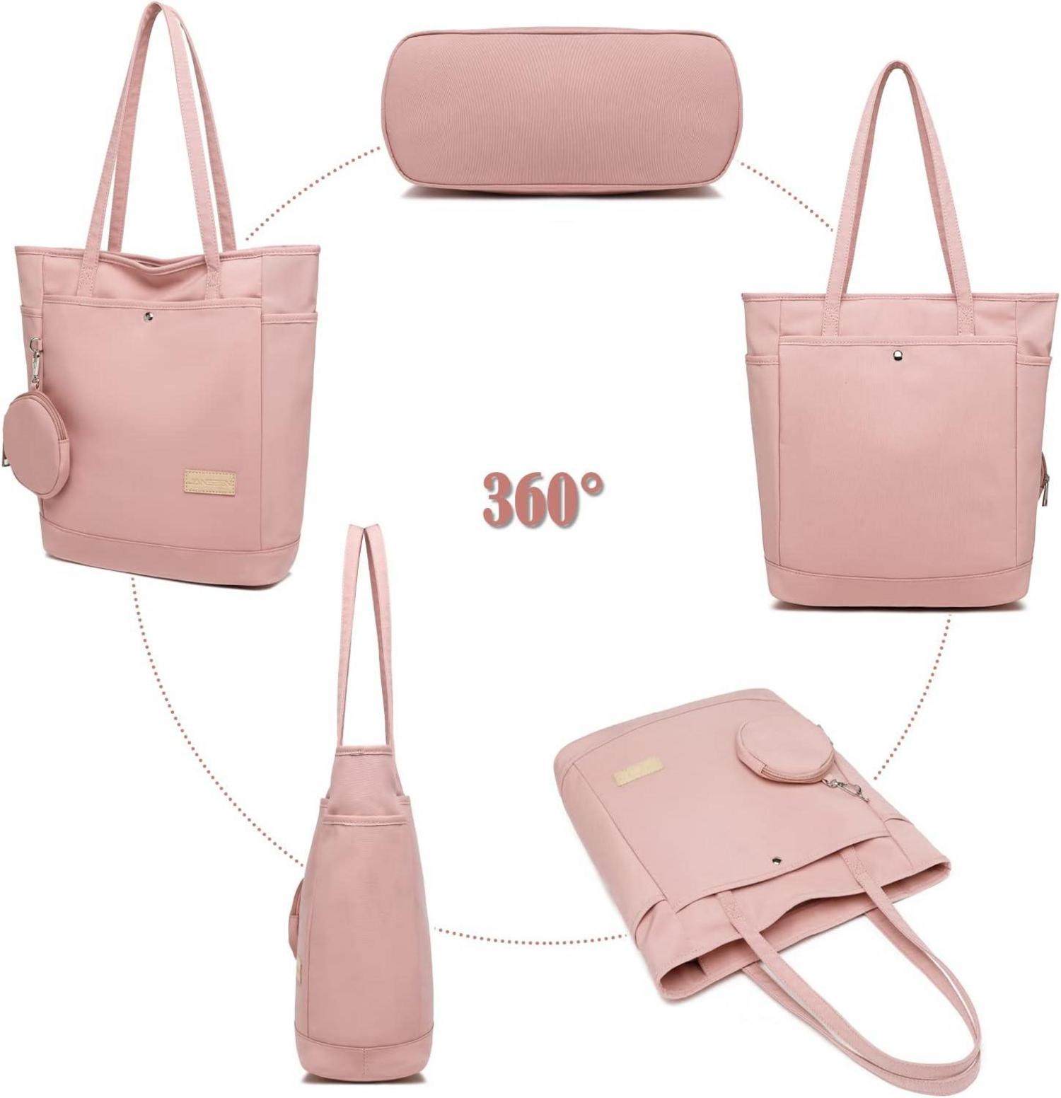 Großer Damen Shopper Schultertasche Tote Bag mit Münzbeutel Rosa