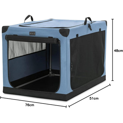 Faltbare Hundebox Blau M – Sicher & Komfortabel für Reisen