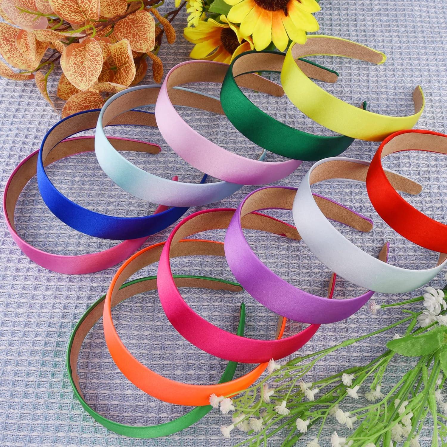 12er Set Satin Stirnbänder Haarreifen Damen Mädchen Rutschfest Bunt