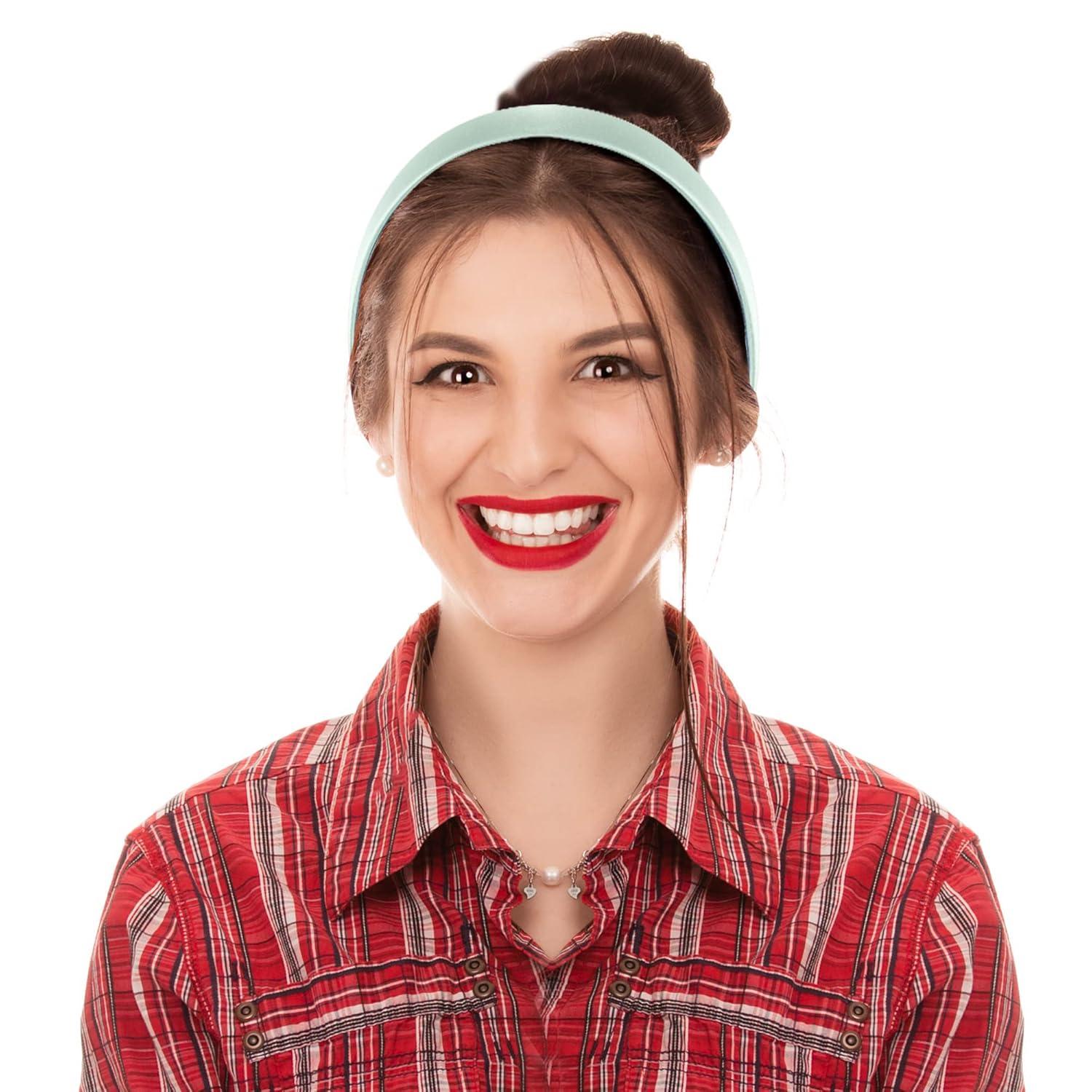 12er Set Satin Stirnbänder bunt - Rutschfeste Damen Stirnbänder