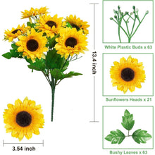 Künstliche Sonnenblumen 3 Bünde für Blumendeko, Innen & Außen